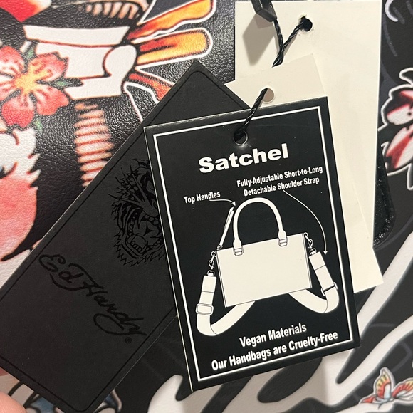 Ed Hardy Geisha Vegan Leather Satchel Crossbody Bag - Picture 7 of 7